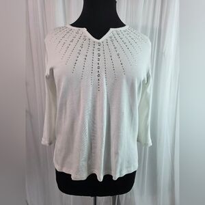 ALFRED DUNNER, Pullover Top, Size:PL, WHITE